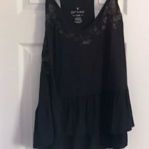 Embroidered peplum floral tank top